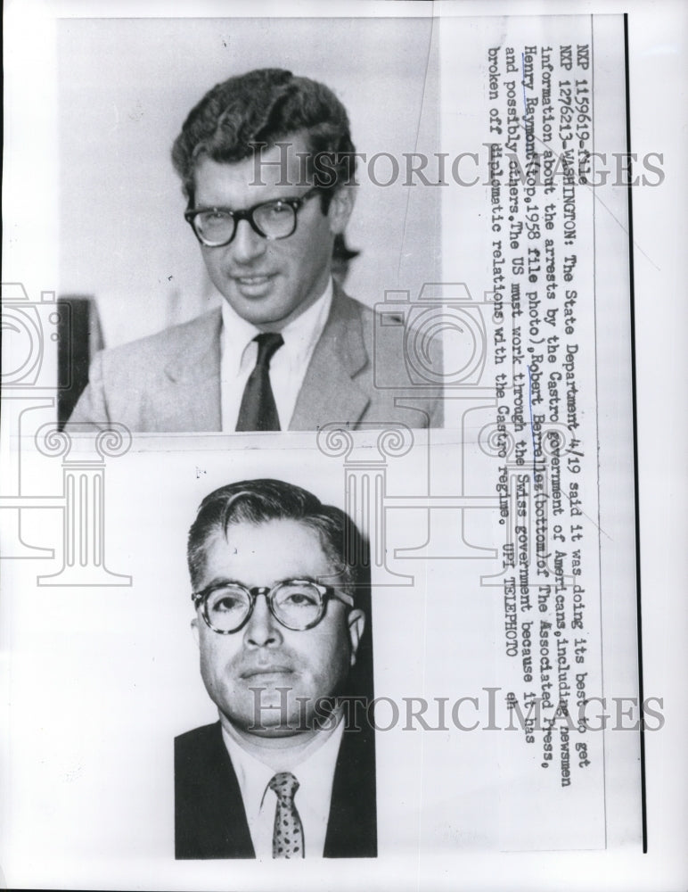 1961 Press Photo Arrests of Henry Raymont & Robert Berrelles of the Assoc Press