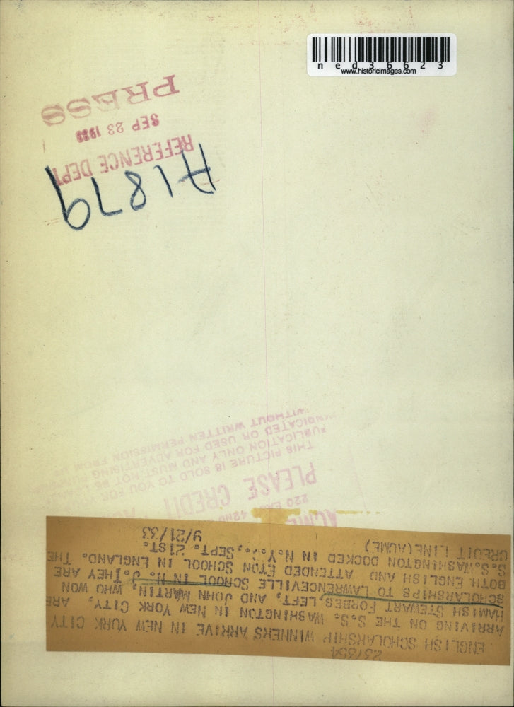 1933 Press Photo Hamish Stewart Forbes, John Martin English Scholarship Winners