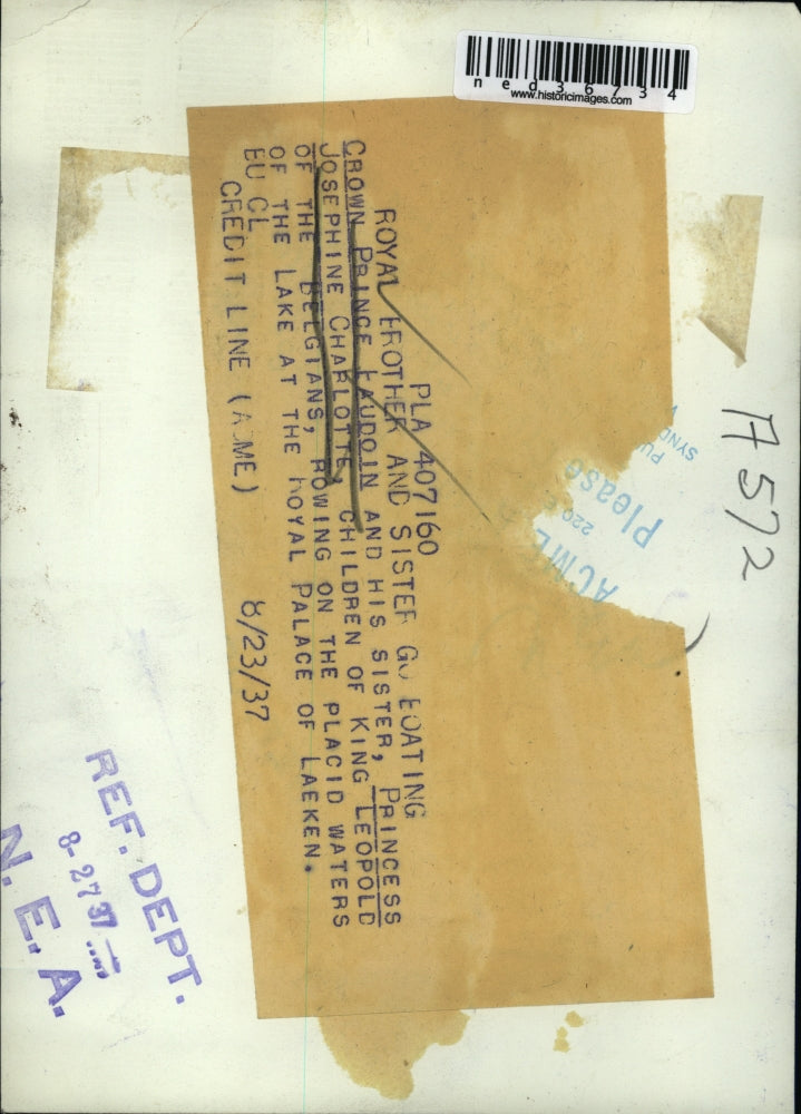 1937 Press Photo Royal Brother and Sister Go Boating