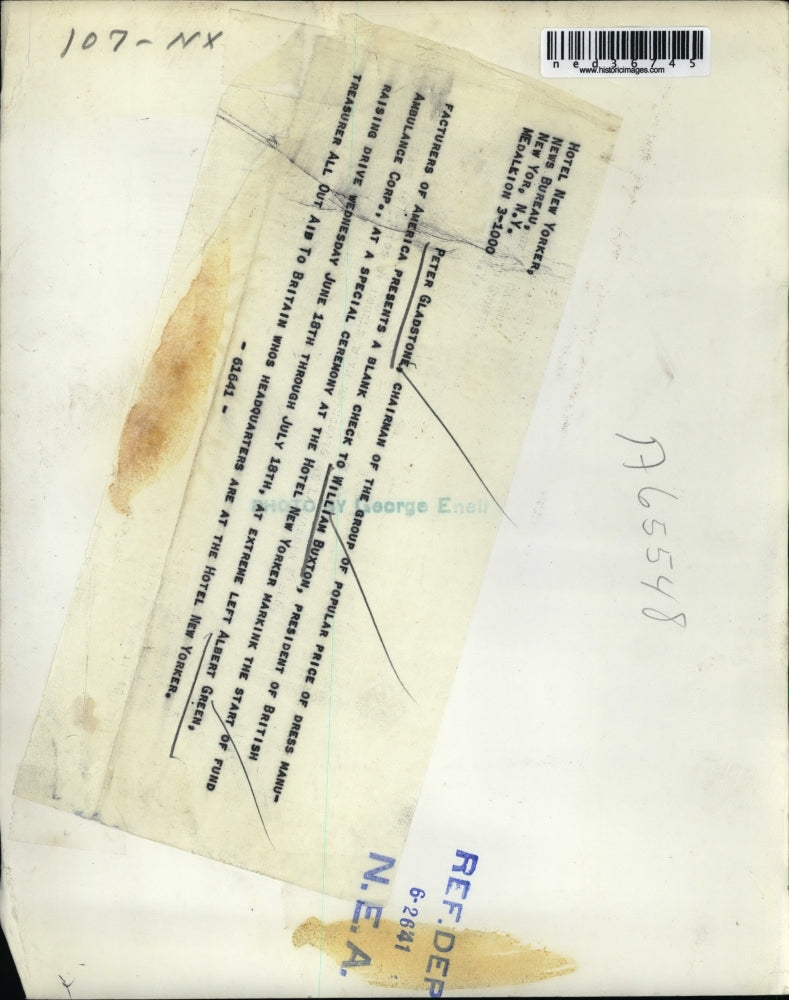 1941 Press Photo Peter Gladstone; William Buxton; Albert Green At A Fund Raiser