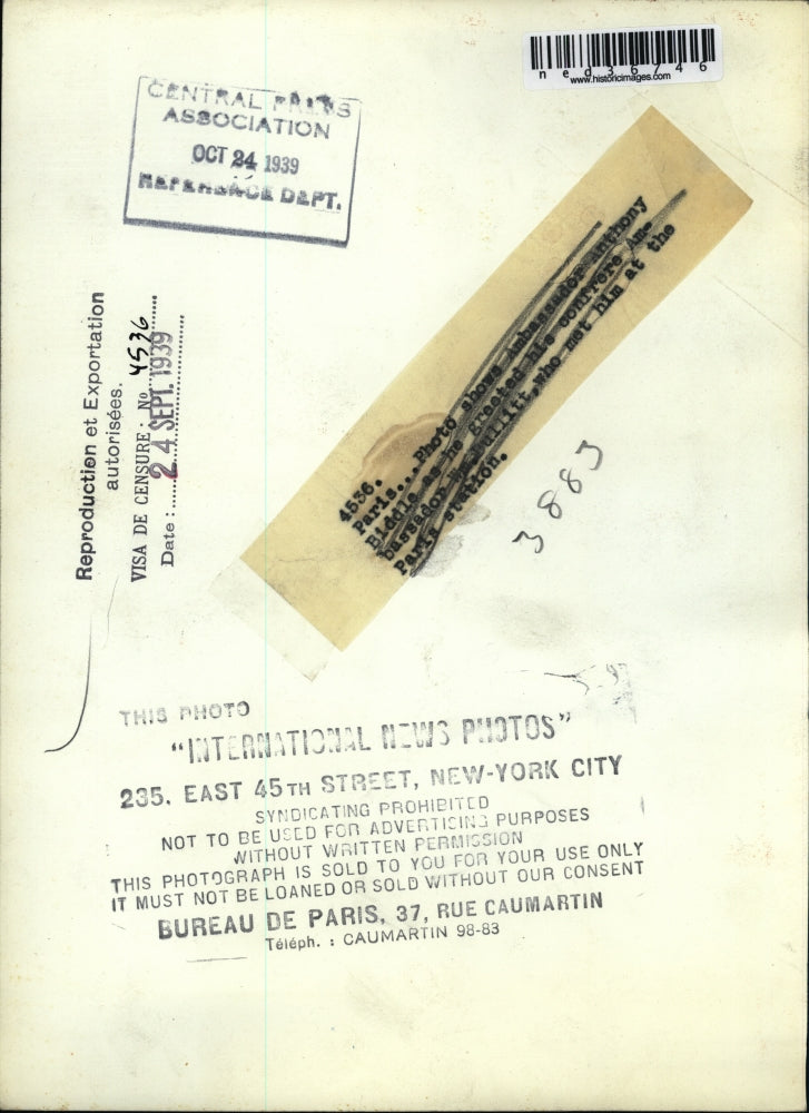 1939 Press Photo Ambassador Anthony Biddle