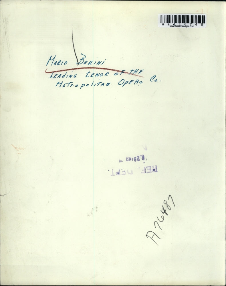 1948 Press Photo Mario Berini; Leading Tenor of the Metropolitan Opera Company