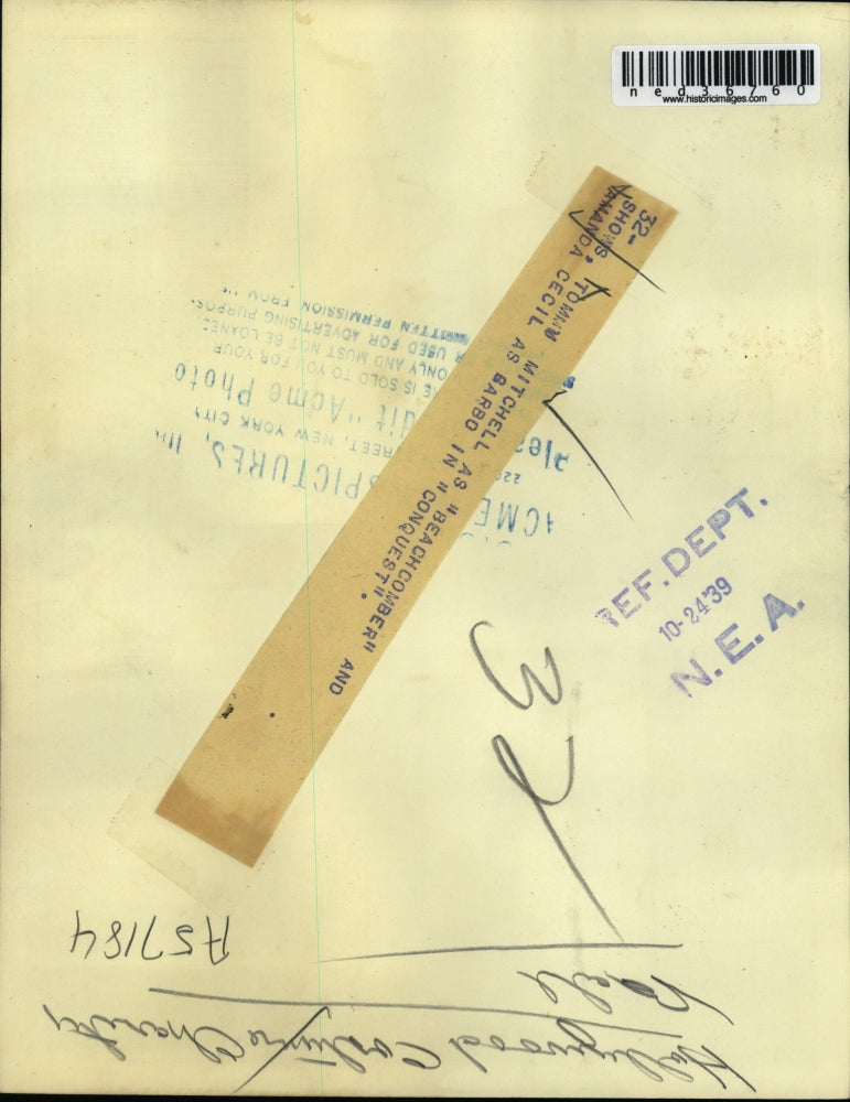 1939 Press Photo Tommy Mitchell Beachcomber Amanda Cecil Barbo In Conquest