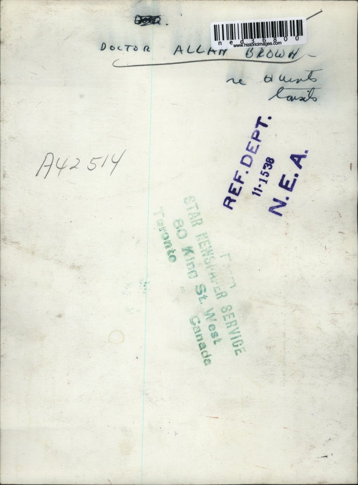 1938 Press Photo Doctor Allan Brown