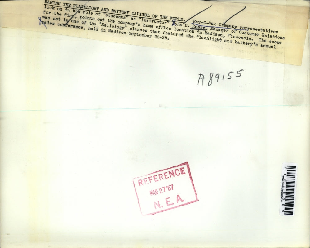 1957 Press Photo Naming the Flashlight and Battery Capitol of the World