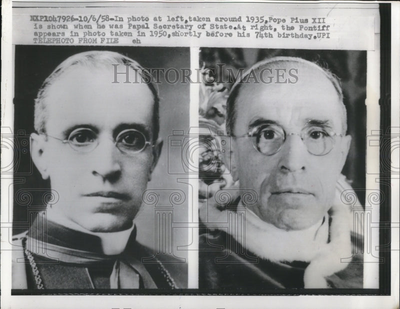 Load image into Gallery viewer, 1958 Press Photo Pope Pius XII is shown when he was Papal Secretary of State

