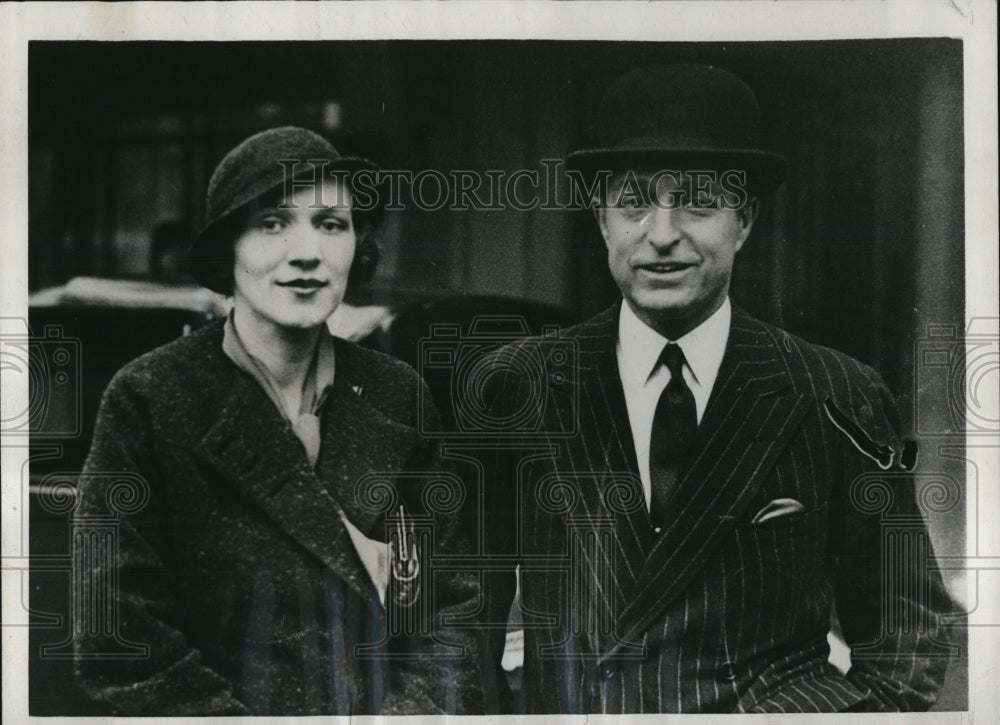 1932 Press Photo Major Rex Benson, businessman with Mrs Leslie Foster Nast
