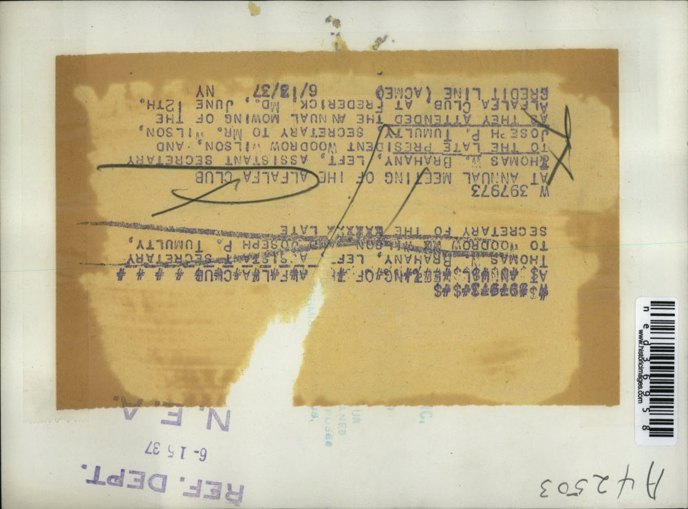 1937 Press Photo Thomas W. Brahany and Joseph P. Tumulty Alfalfa Club