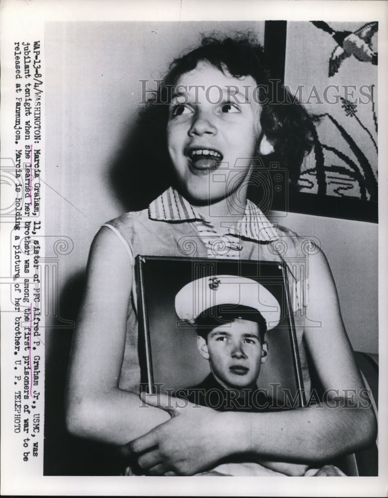 1953 Press Photo Marcia Graham, 11, sister of Alfred P. Graham Jr., - ned36985