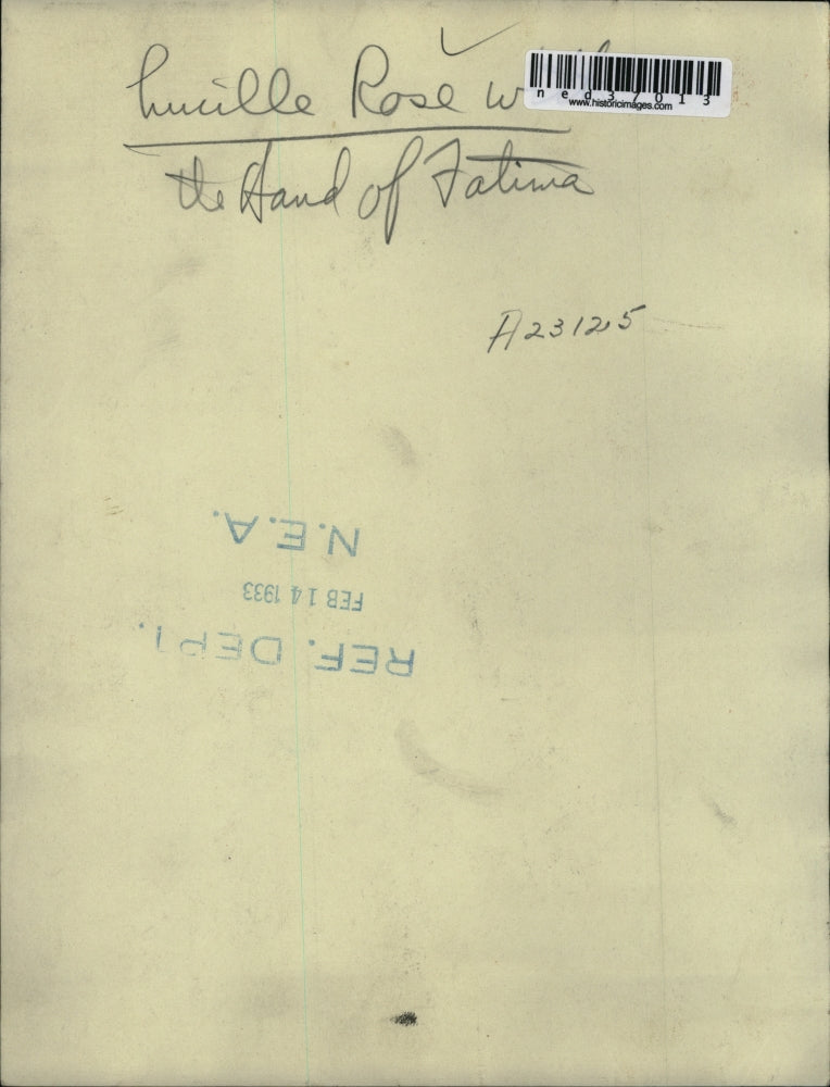 1933 Press Photo Lucille Rose with the Hand of Fatima - ned37013