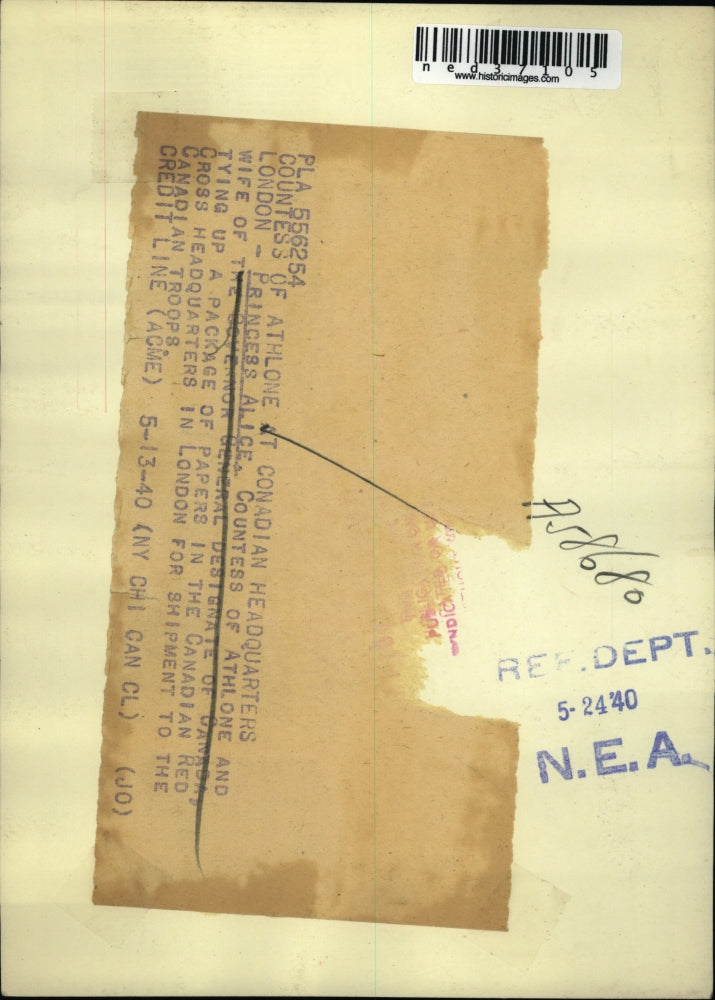 1940 Press Photo Princess Alice, Countess of Athlone at the Canadian Red Cross