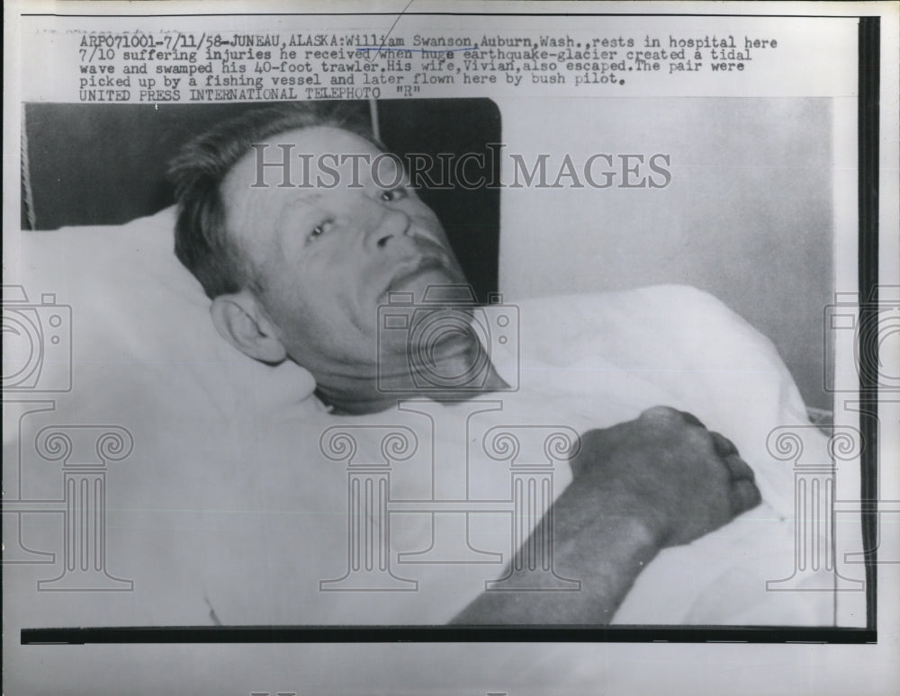 1958 Press Photo William Swanson rests in hospital in Auburn WA - ned37124