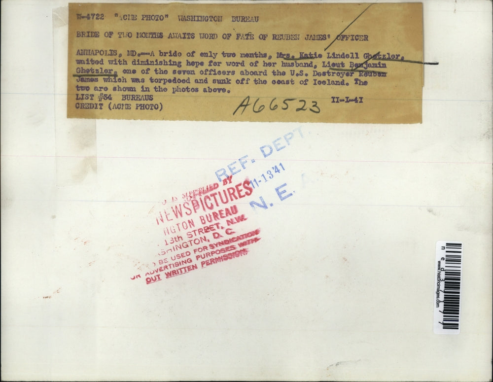 1941 Press Photo Annapolis Md A bride of 2 months Mrs Katie Lindell Ghetsler