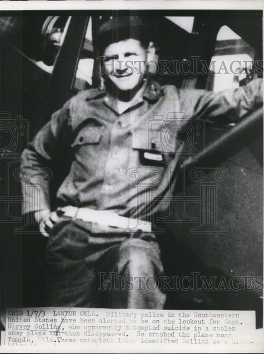 1954 Press Photo Capt. Harvey Collins, AWOL in Oklahoma after crash- Historic Images