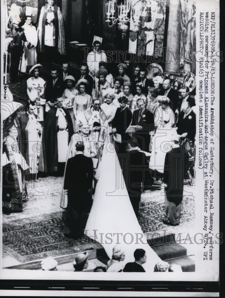 1963 Press Photo Princess Alexandra, Angus Ogilvy Married At Westminster Abbey- Historic Images