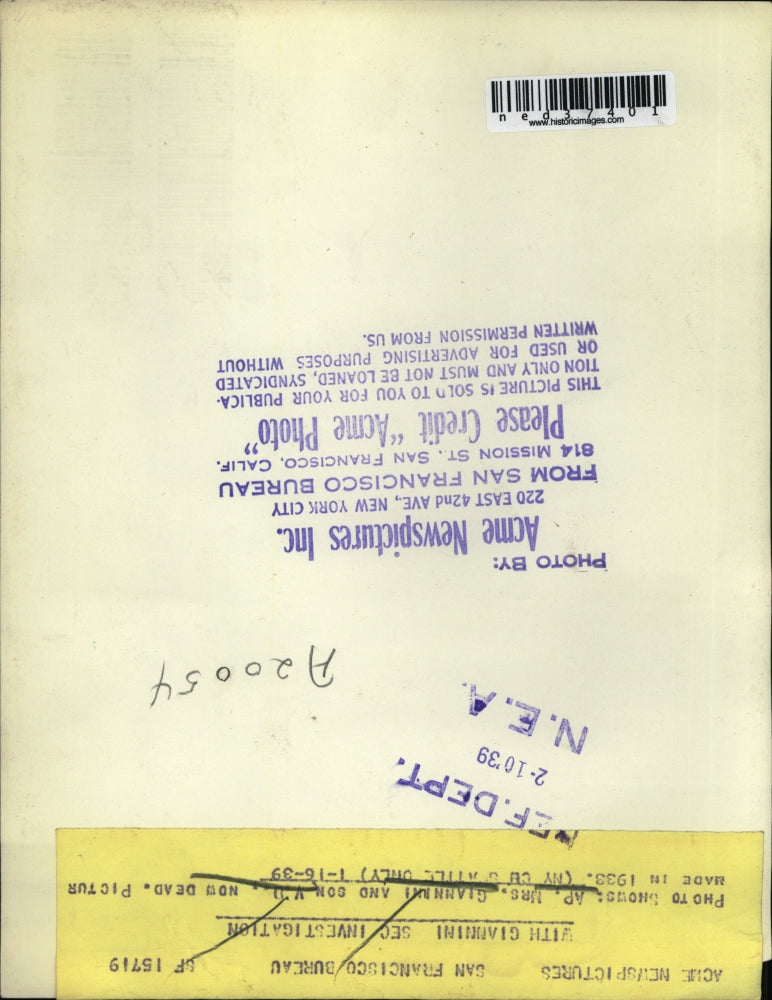 1939 Press Photo Mrs. Gianniuni and Son in San Francisco - ned37401