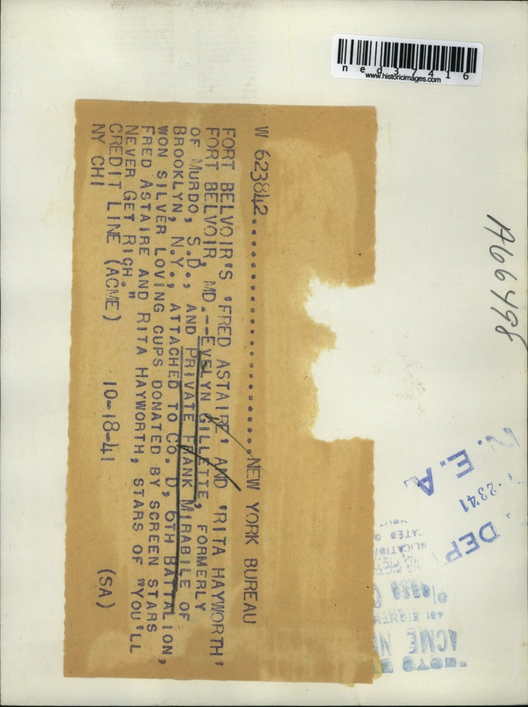 1941 Press Photo Fred Astaire & Rita Hayworth Donated Silver Loving Cups