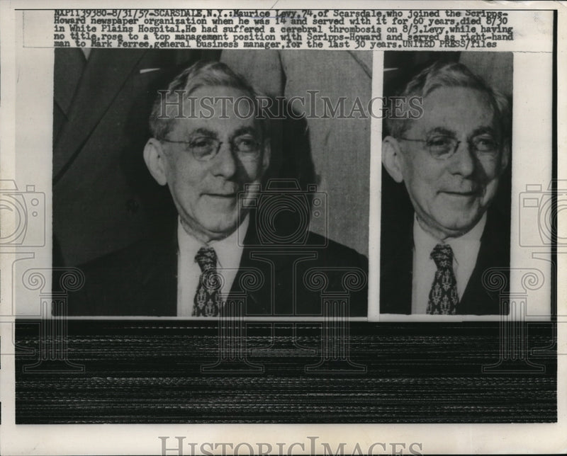 Load image into Gallery viewer, 1957 Press Photo Maurice Levy, who joined the Scripps-Howard newspaper
