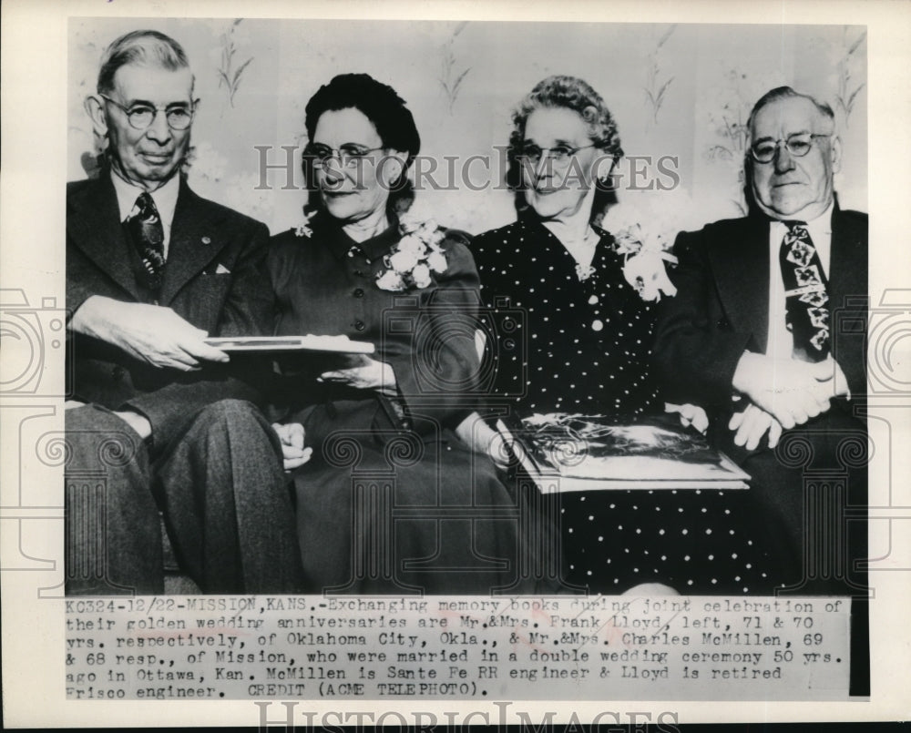 1948 Press Photo Exchanging memory books during joint celebration of