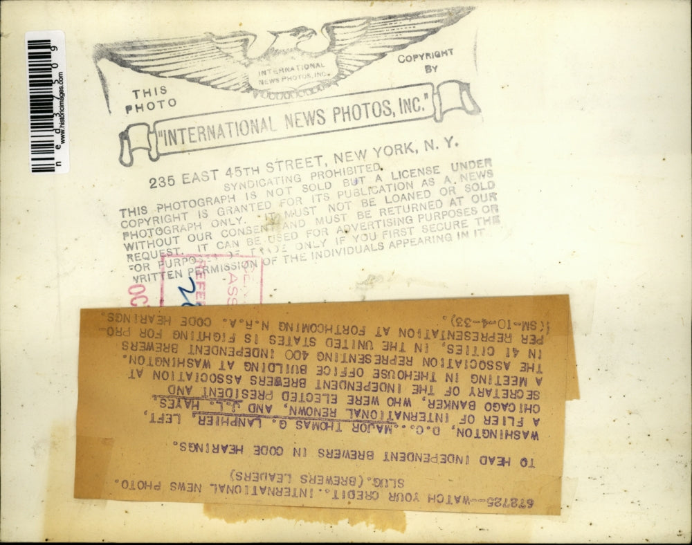 1933 Press Photo Independent brewers in code hearings