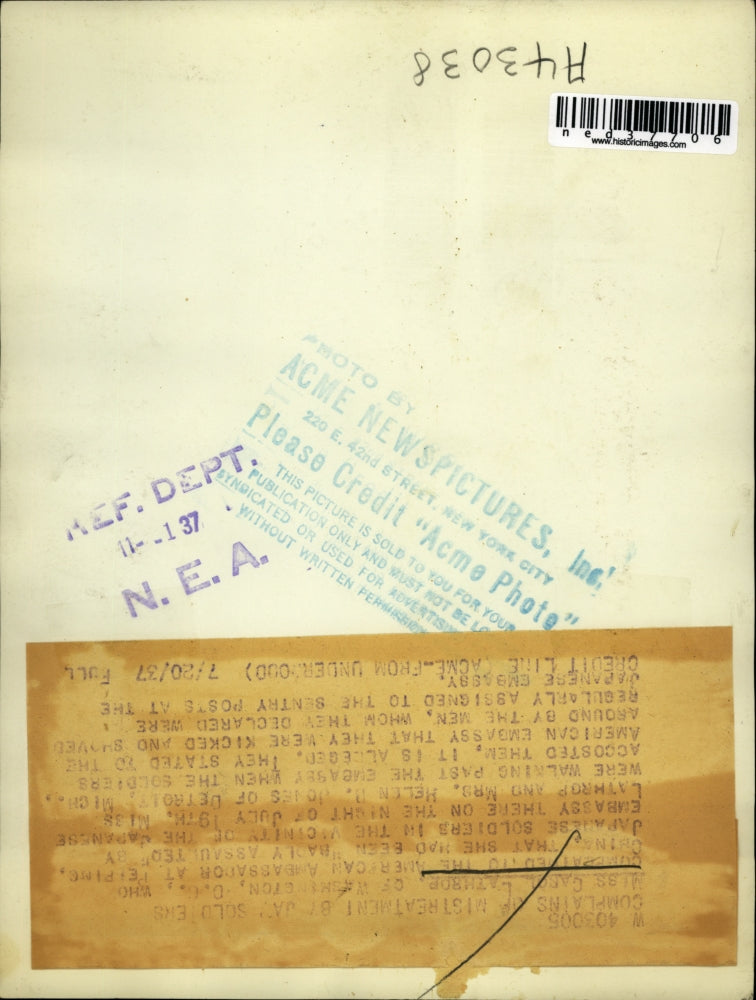 1937 Press Photo Carol Lathrop who complained to the American Ambassador at