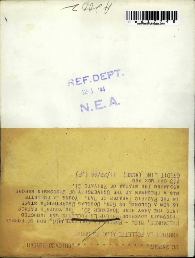 1944 Press Photo Robert La Follette son of formerwisconsin governor Philip La Fo