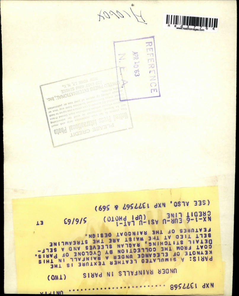 1963 Press Photo Woman Models Cyclone Coat in Paris - ned37764