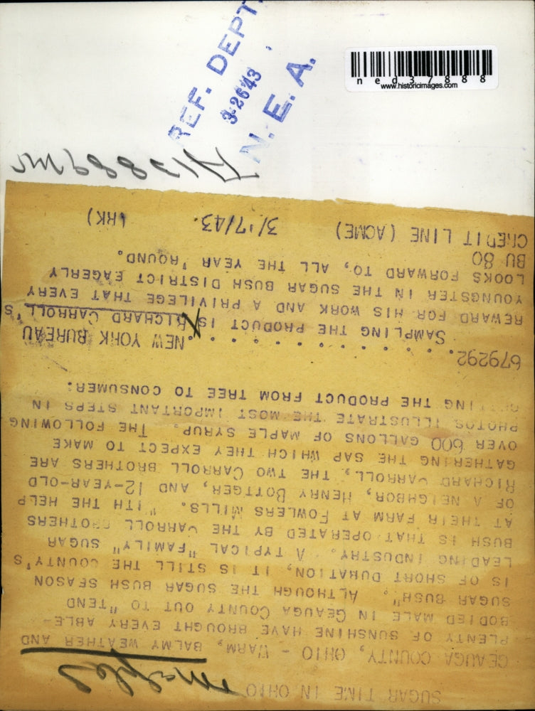 1943 Press Photo Richard Carrol, sampling the product reward for his work and