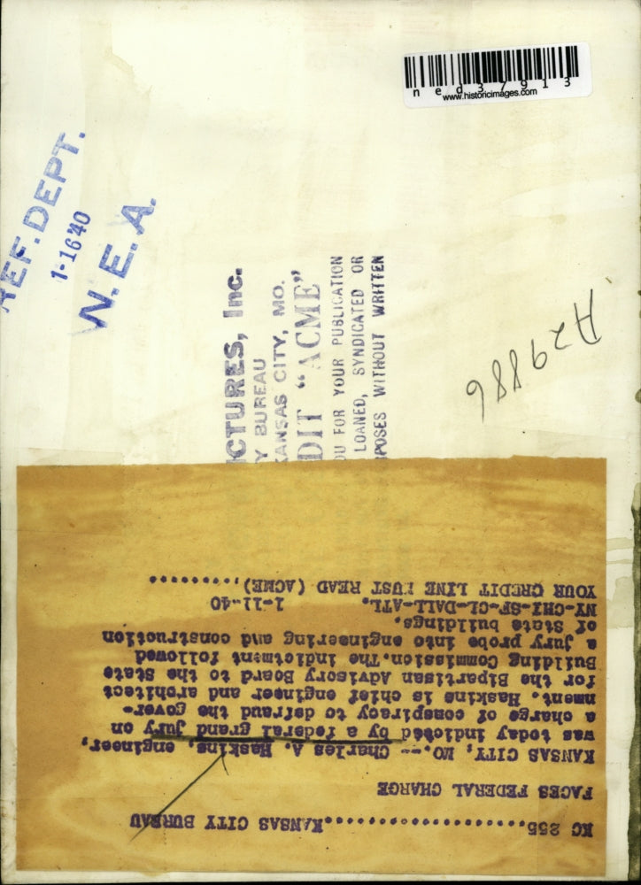 1940 Press Photo Charles Haskins, engineer was indicated by federal