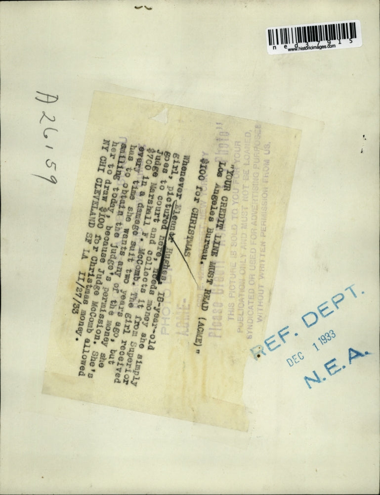 1933 Press Photo Whenever Eleanor Hughes, 18 years old needs money she simply