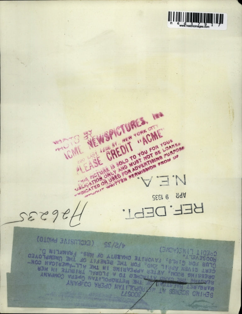 1935 Press Photo Margaret Halstead of the Metropolitan Opera Company