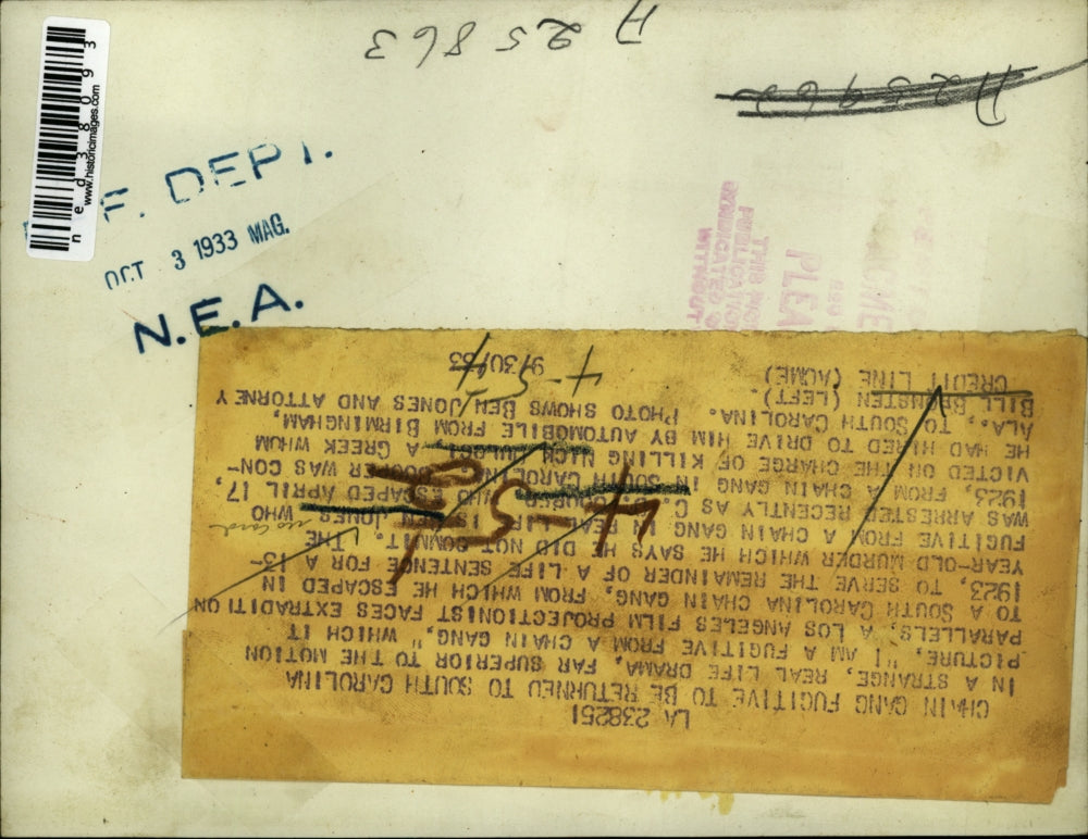 1933 Press Photo Ben/Jones and Atty Bill Bronstein