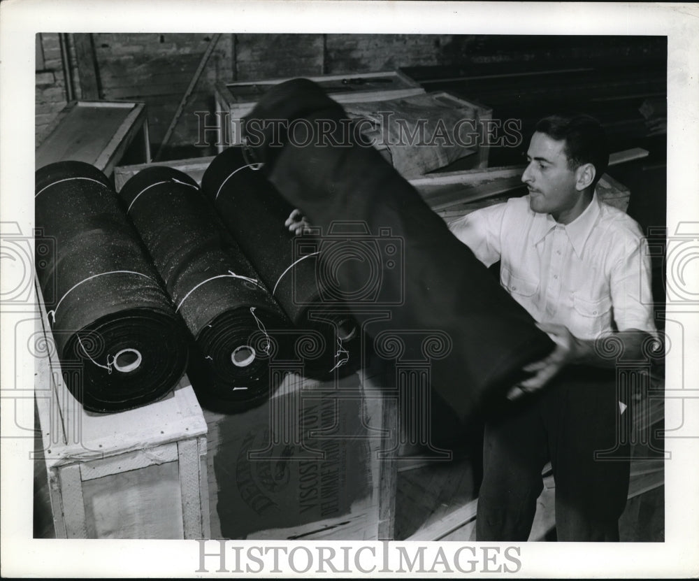 1943 Press Photo 2 Rolls Of Material