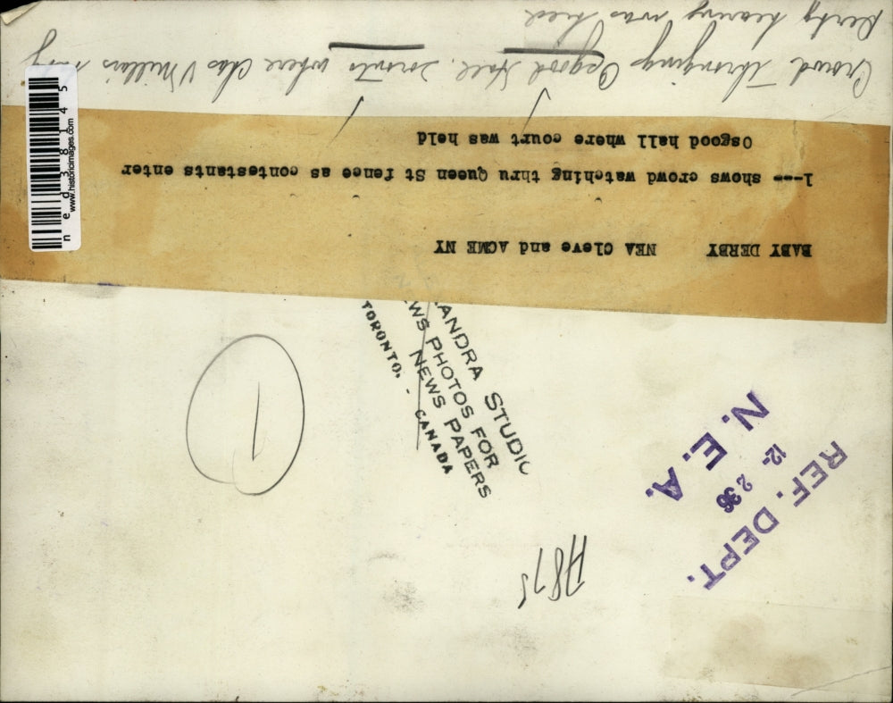 1936 Press Photo C.V. Millar's Baby Derby Hearing