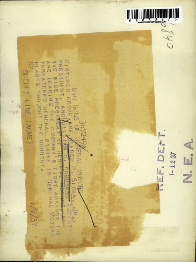 1937 Press Photo Alfred P. Sloan, President, General Motors and