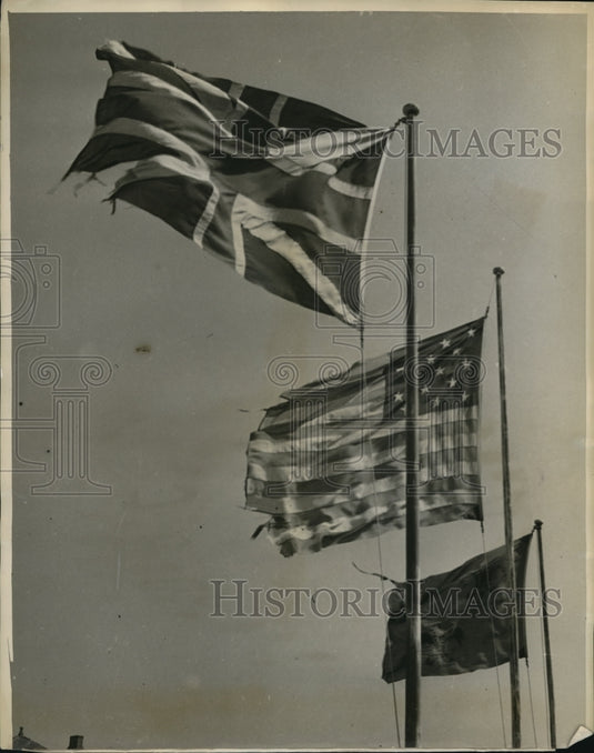Undated Press Photo Flags of the nations that held the Old Fort Niagra