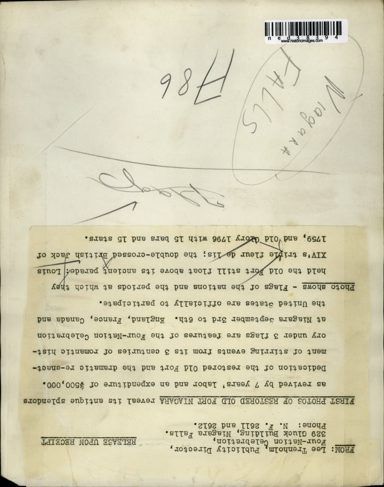 Undated Press Photo Flags of the nations that held the Old Fort Niagra