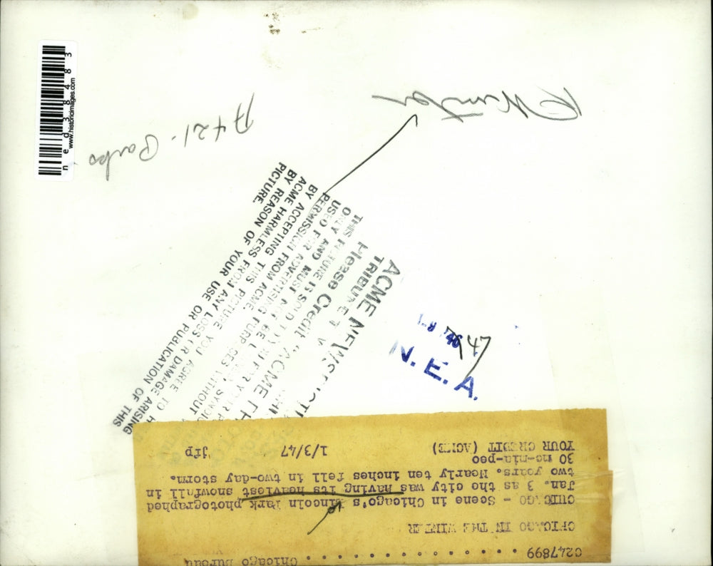 1947 Press Photo Scene in Chicago's Lincoln Park in winter. - ned38483