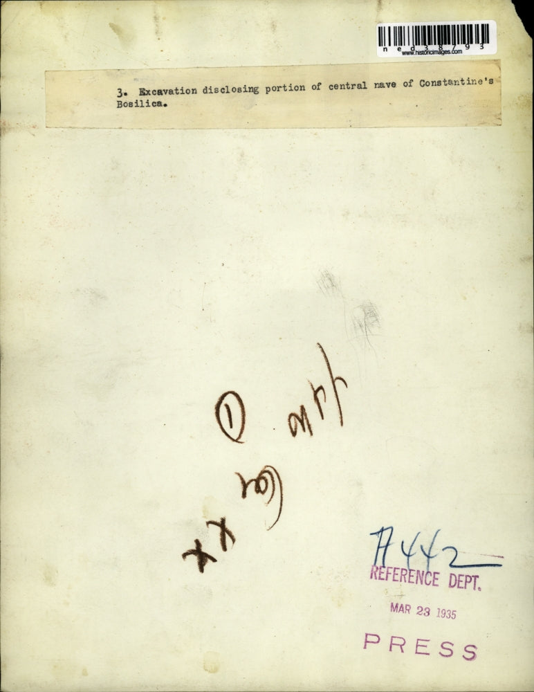 1935 Press Photo Closing the excavation part of Constantine's Basilica