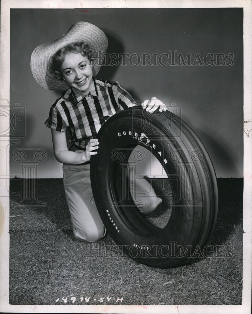 1954 Press Photo Farm tire by Goodyear Tire and Rubber Co.- Historic Images