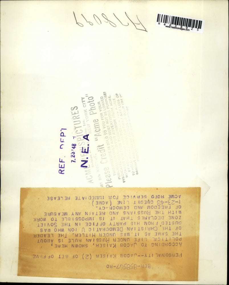 1948 Press Photo Political Life of Jacob Kaiser Under Russian Rule