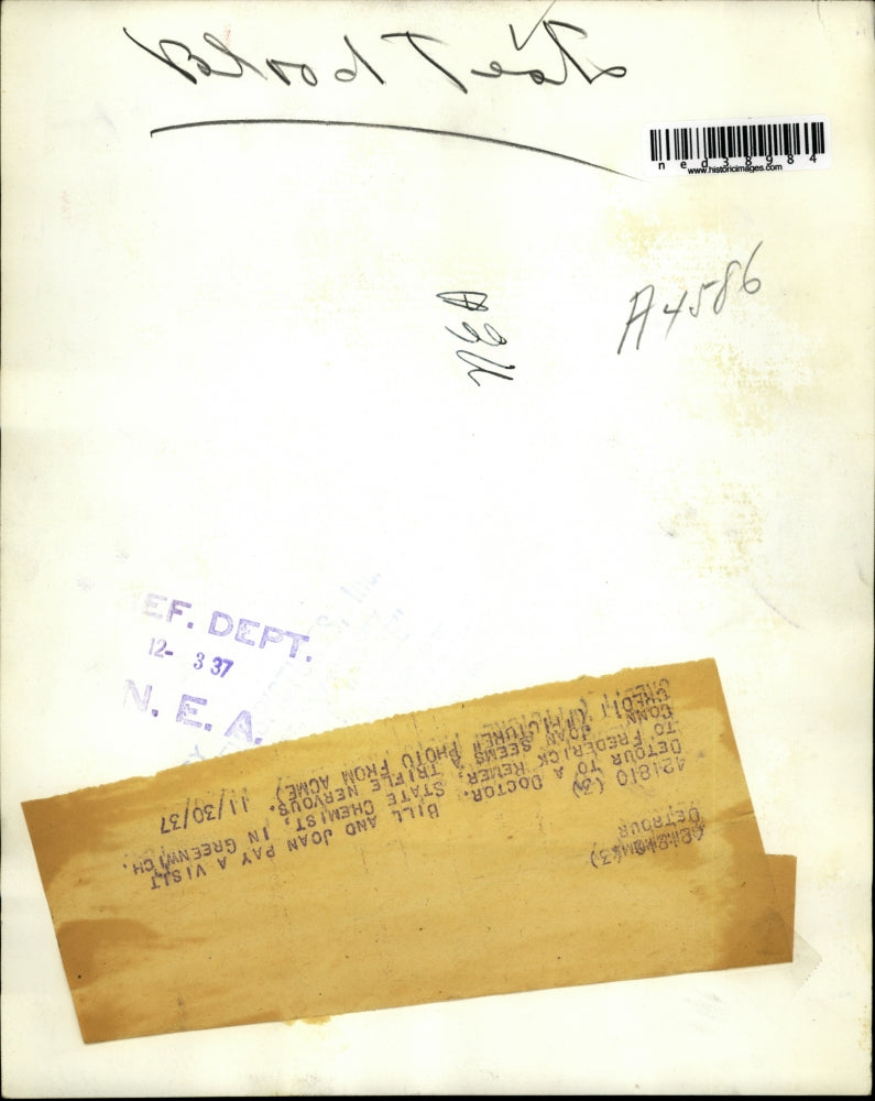 1937 Press Photo Bill & Joan Pay A Visit State Chemist, Frederick Remer