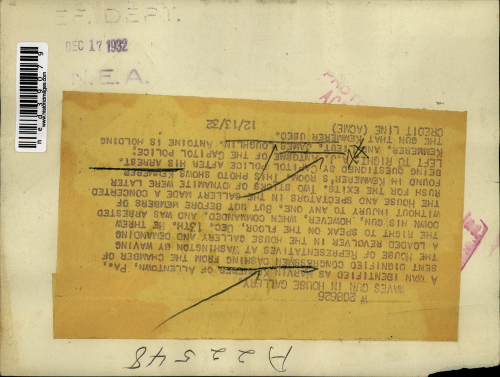 1932 Press Photo Kemmerer being questioned by A.J. Antoine and Lieut. Loughlin