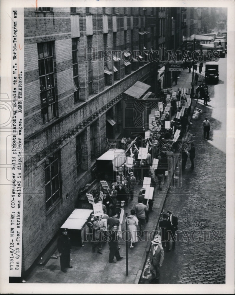 1959 Press Photo Newspaper guild pickets marching outside the N.Y.