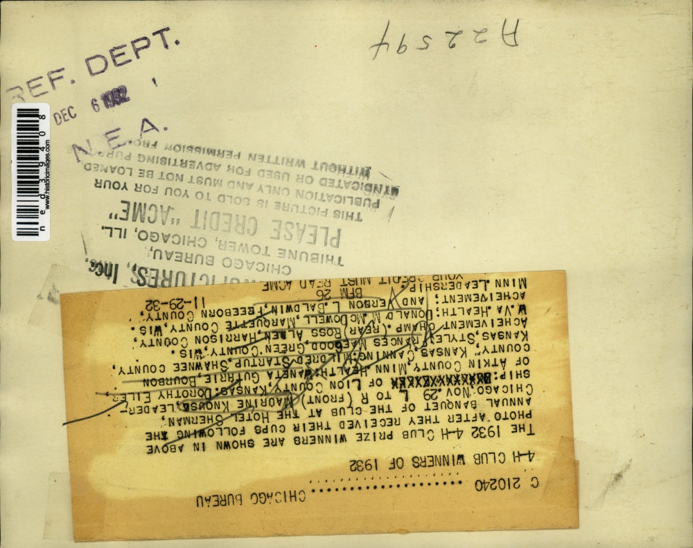 1932 Press Photo The 1932 4-H club prize winners are shown after they received