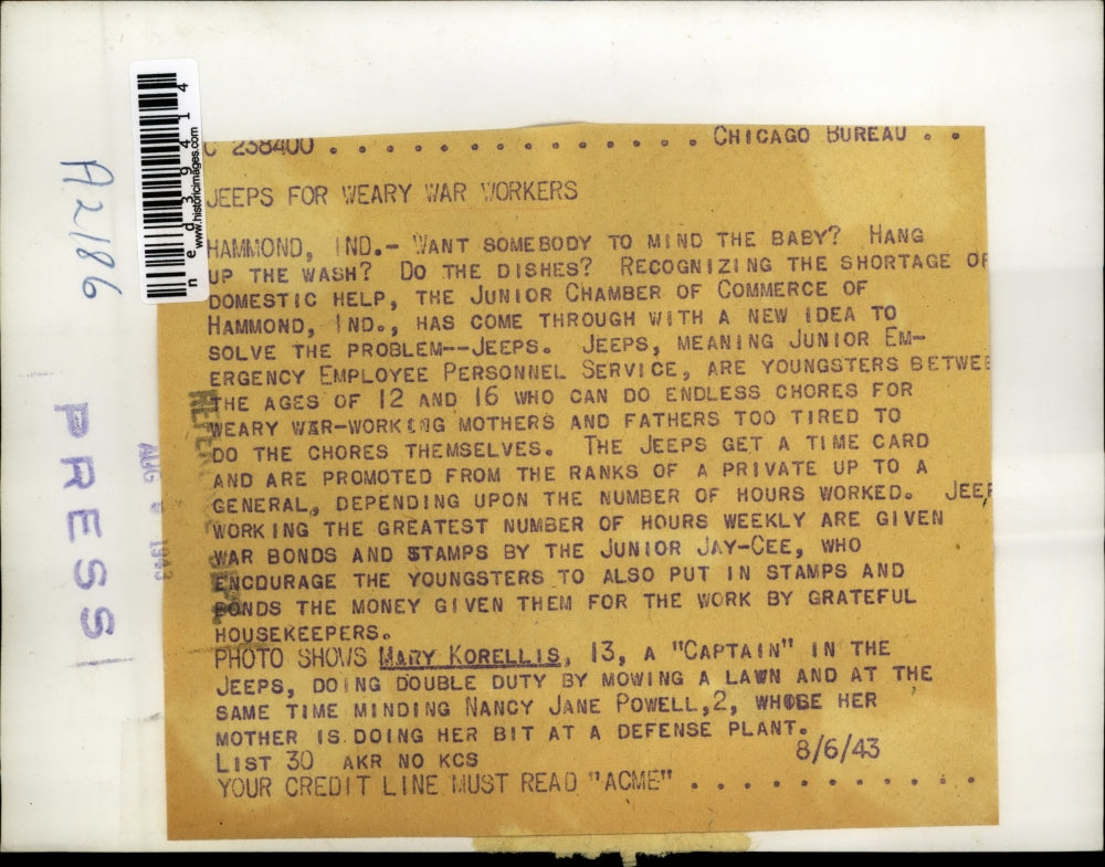 1943 Press Photo Hammond Ind The Junior Chamber of Commerce has come up with a