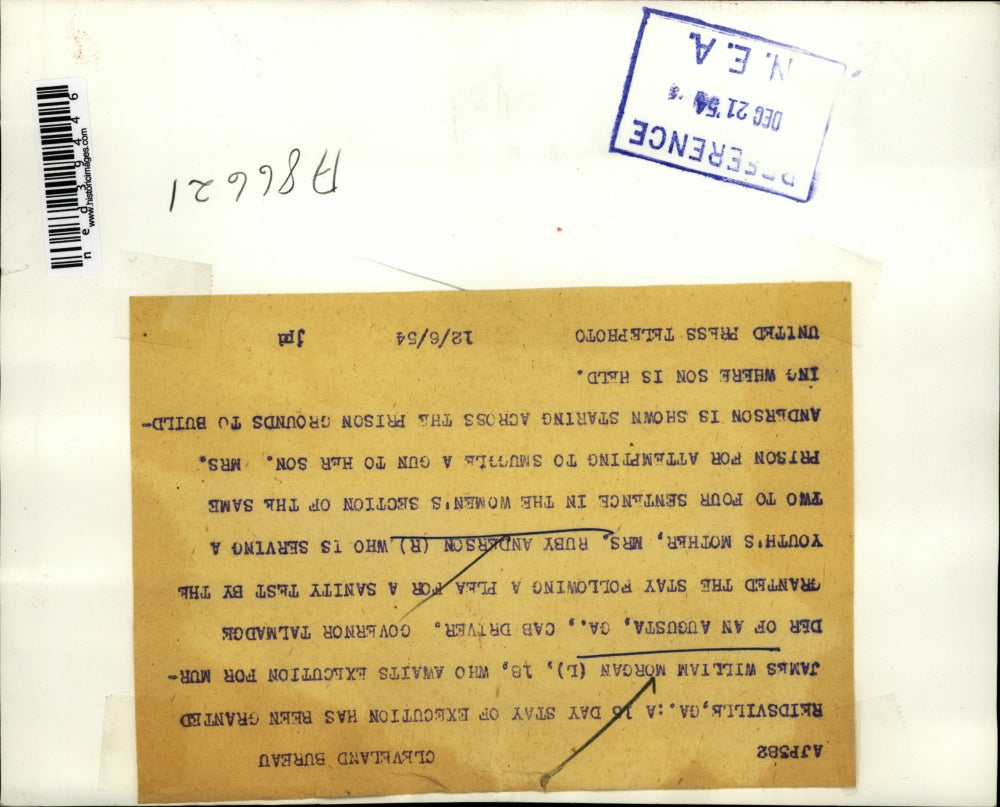 1954 Press Photo Reidsville Ga a 15 day stay of execution has been granted