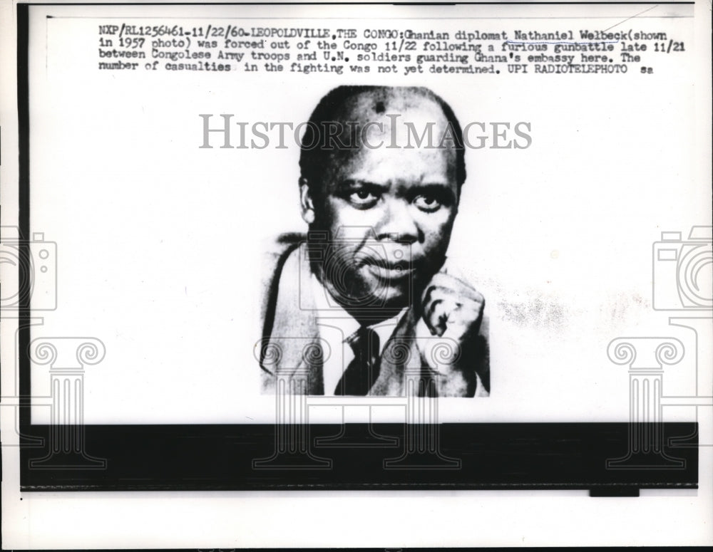 1960 Press Photo Nathaniel Welbeck Forced Out of Congo After Embassy Battle