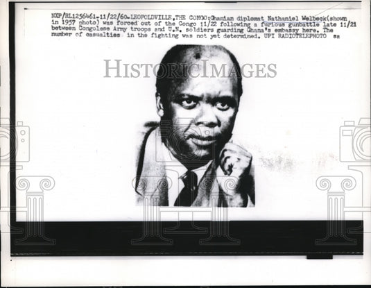 1960 Press Photo Nathaniel Welbeck Forced Out of Congo After Embassy Battle