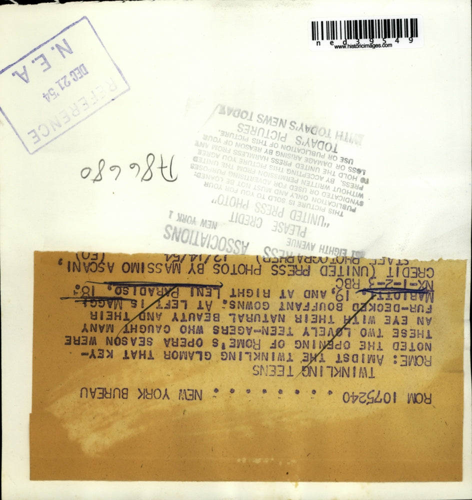 1954 Press Photo Maggi Mariotta, Leni Paradiso At Opening Of Rome's Opera Season